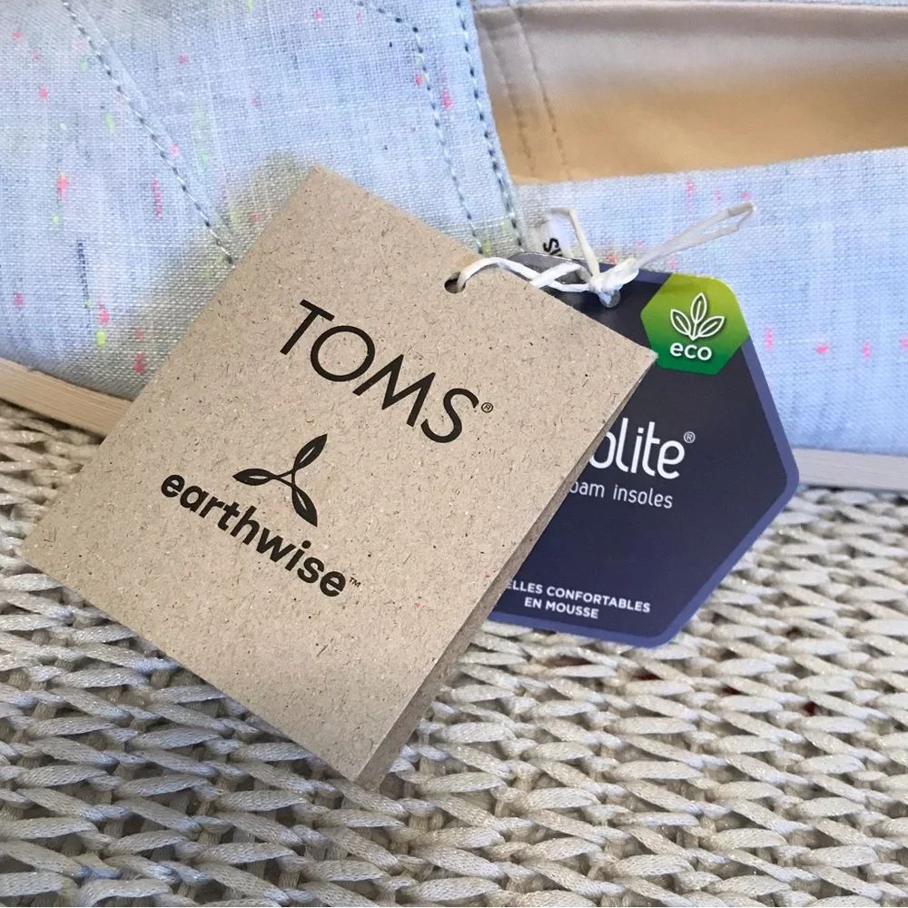 NWT Toms Alpargata Flats in Light Blue Speckled Linen